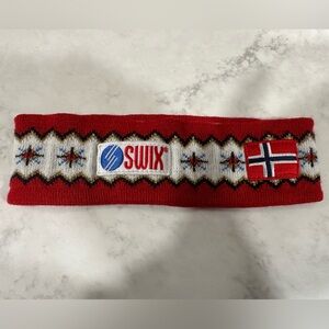 Swix Norway Vintage Red and White Ear Warmer Headband